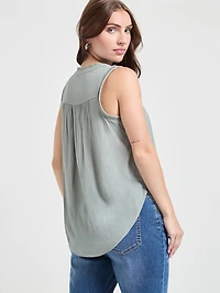 Sleeveless Crochet Insert Top Pink - A Boo