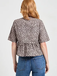 Tie Front Peplum Blouse White