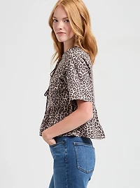 Tie Front Peplum Blouse White