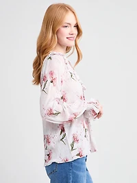 Long Sleeve Knit Ruffle Top Mulberry
