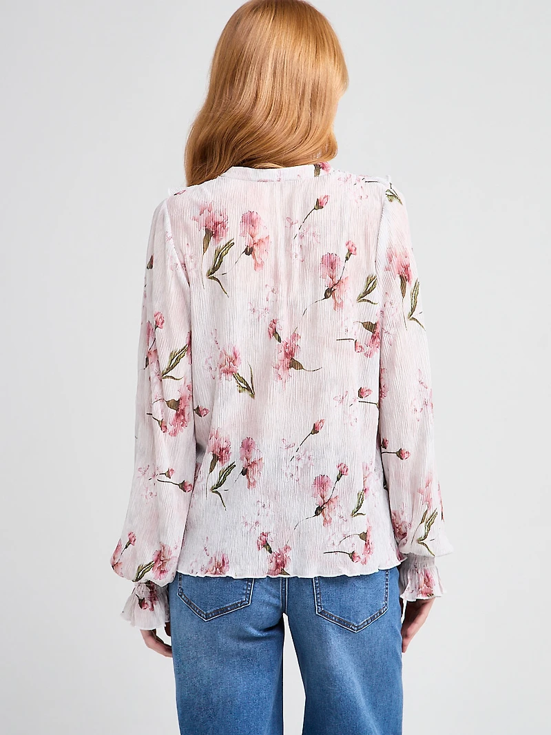Long Sleeve Knit Ruffle Top Mulberry