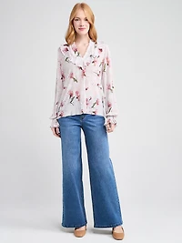 Long Sleeve Knit Ruffle Top Mulberry