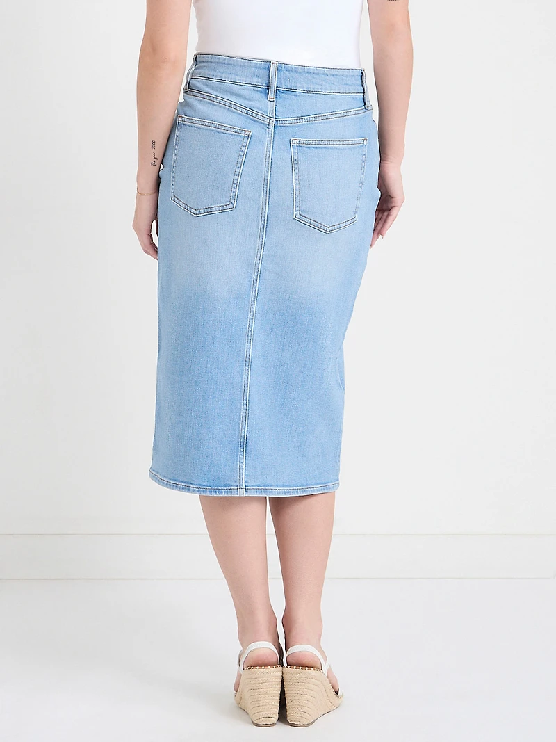 Denim Midi Skirt Midwash