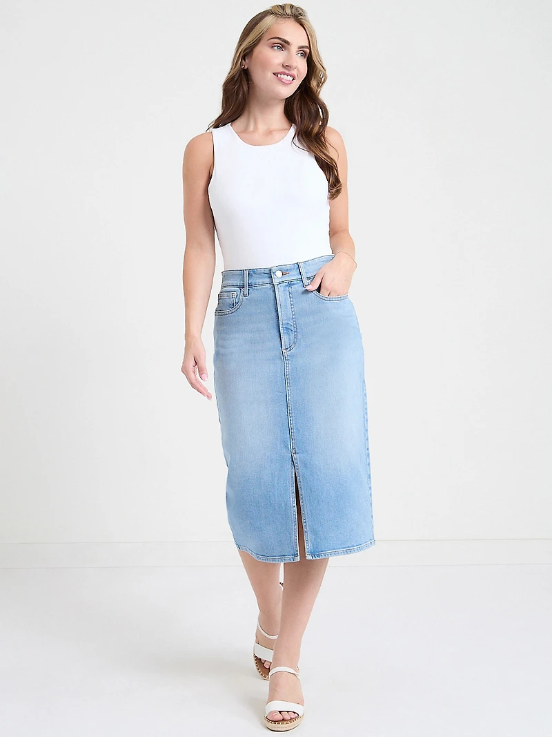 Denim Midi Skirt Midwash