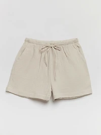 Crinkle Cotton Shorts Pumice Stone