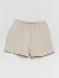 Crinkle Cotton Shorts Pumice Stone