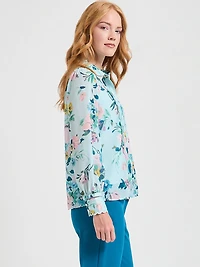 Long Sleeve Scallop Detail Blouse Lyon's Blue