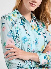 Long Sleeve Scallop Detail Blouse Lyon's Blue