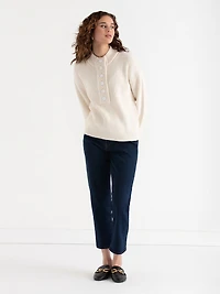 Shaker Stitch Henley Sweater Purple Magic