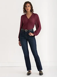 Tunic Blouse with Covered Buttons Windsor Wine
