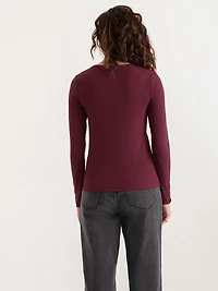 Long Sleeve Henley Shirt White Black Stripe