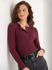 Long Sleeve Henley Shirt Salute White Stripe