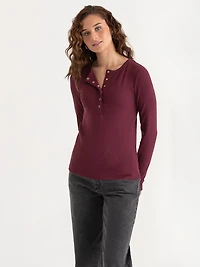 Long Sleeve Henley Shirt Salute White Stripe
