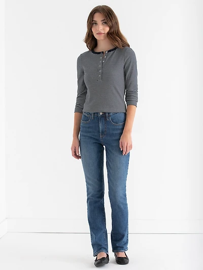 Long Sleeve Henley Shirt Salute White Stripe