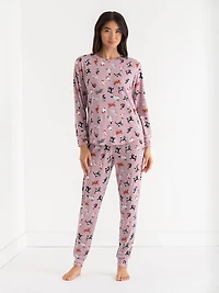 Long Sleeve Print Pajama Set Leopard