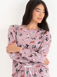 Long Sleeve Print Pajama Set Leopard