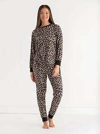 Long Sleeve Print Pajama Set Leopard