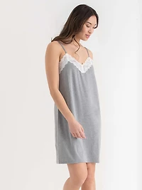 Lace Trim Sleep Dress Salute Polka Dot