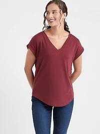 Holly V-Neck Hacci Knit Top Animal Print