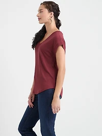 Holly V-Neck Hacci Knit Top Animal Print