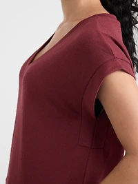 Holly V-Neck Hacci Knit Top Animal Print