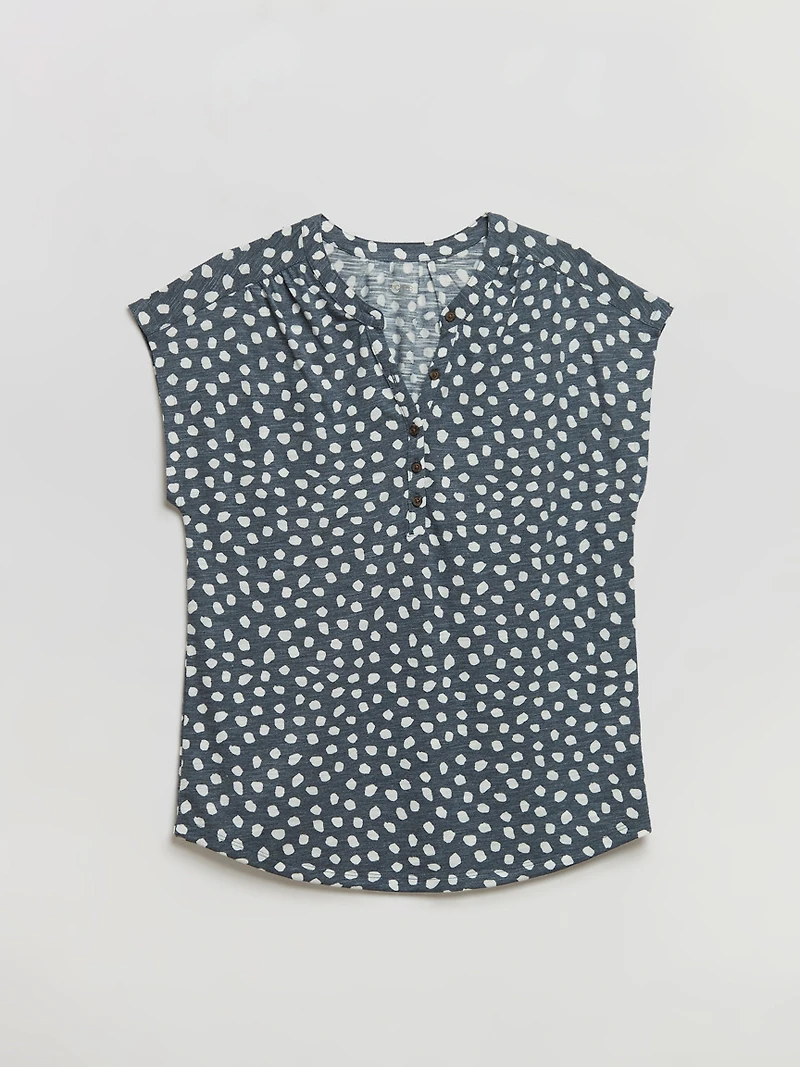Scattered Dot Henley T-Shirt