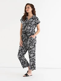 Viscose Linen Pull-On Cropped Leg Pant