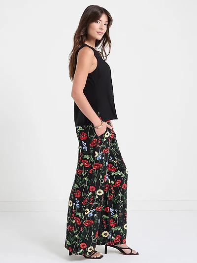 Linen Wide Crop Pant