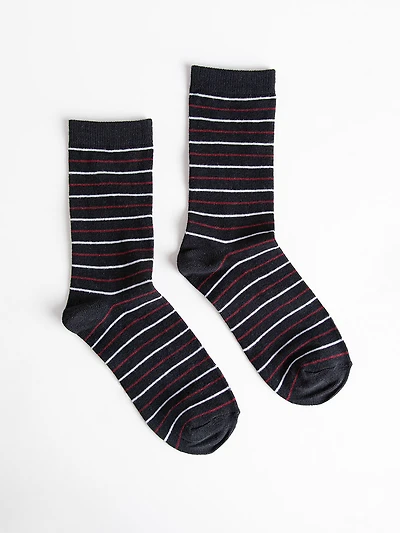 Striped Crew Socks in Black and White