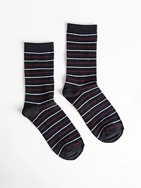Striped Crew Socks in Black and White