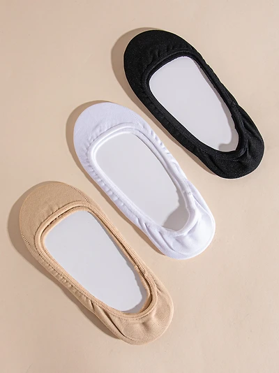 3-Pack Liner Socks in Black White and Nude