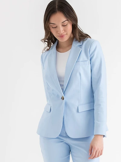 Single Button Cotton Sateen Blazer