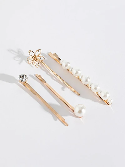 4-Pack Gold Hairpins with Pearl