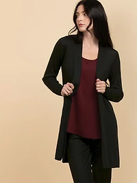 Long Sleeve Ribbed Cardigan Black