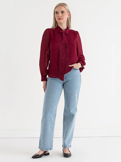 Long Sleeve Frilly Blouse