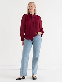 Long Sleeve Frilly Blouse