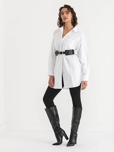 Relaxed Tunic Length Cotton Shirt