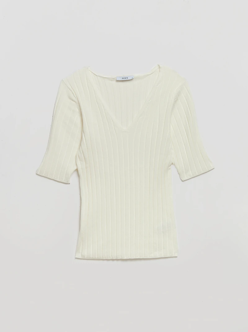Elbow Sleeve V-Neck Sweater