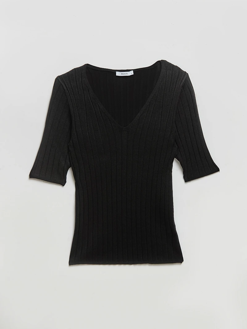 Elbow Sleeve V-Neck Sweater