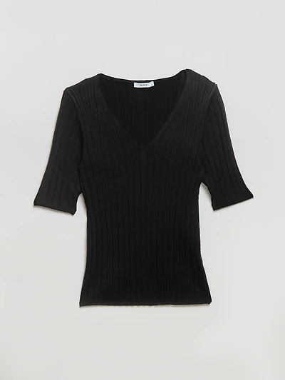 Elbow Sleeve V-Neck Sweater
