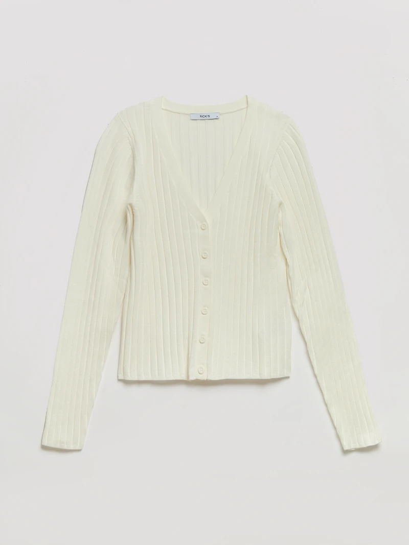 V-Neck Rib Cardigan