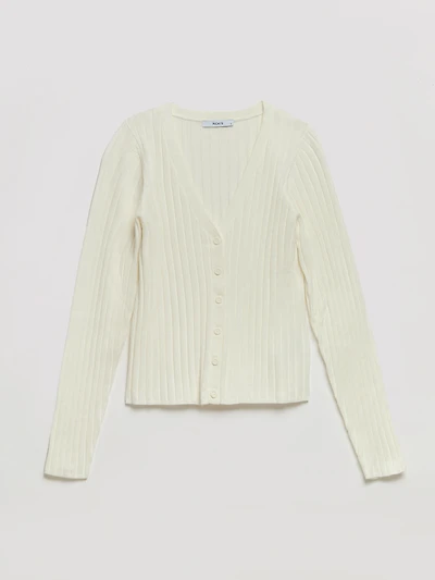 V-Neck Rib Cardigan