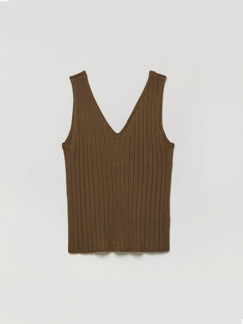 Ribbed V-Neck Tank Top