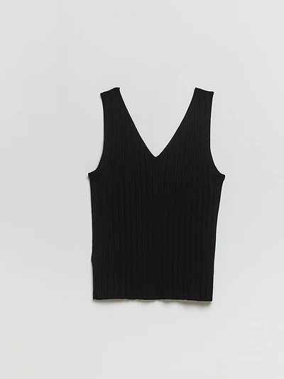 Ribbed V-Neck Tank Top