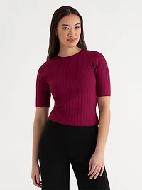 Short Sleeve Ribbed Sweater