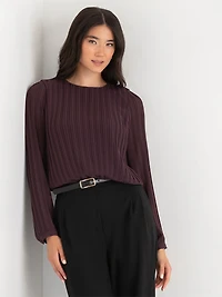 Long Sleeve Box Pleat Chiffon Blouse