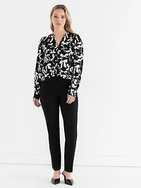 V-Neck Blouse with Covered Buttons