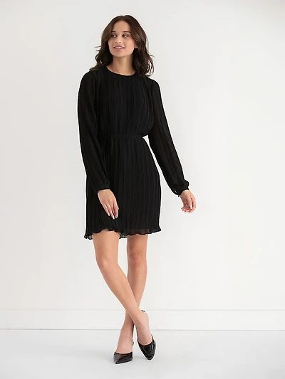 Long Sleeve Pleated Dress