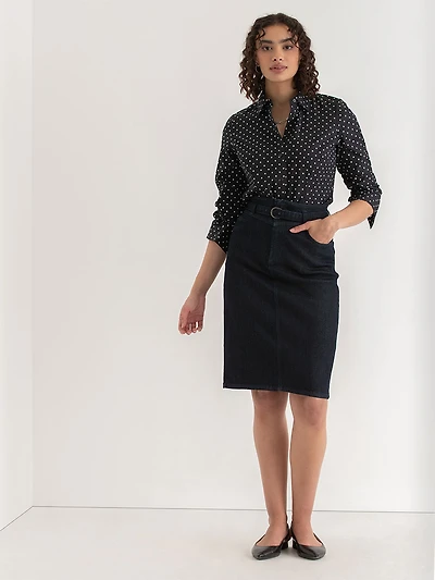 New Talia Fitted Collared Dot Shirt