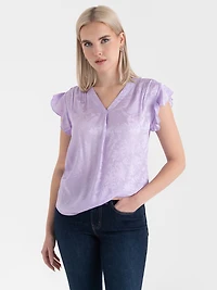 Flutter Sleeve V-Neck Blouse